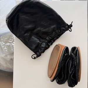 GAP CITY BALLET FLATS Black Drawstring Bag Women's 9